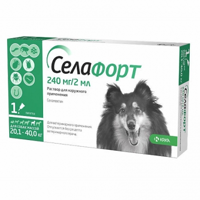 КРКАСелафорт противопаразитарный препарат для собак весом от 20 до 40кг 12% (1 пипетка