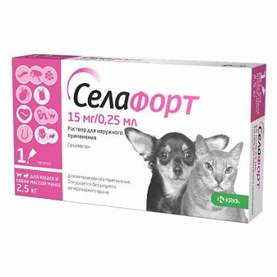 КРКАСелафорт противопаразитарный препарат для котят и щенков весом до 2,5кг 6% (1 пипетка