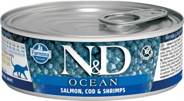N&D Cat Ocean c лососем,треской и креветками влажный корм для кошек