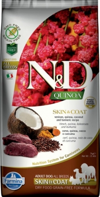 N&D Dog Quinoa с олениной и киноа для здоровья кожи и шерсти беззерновой сухой корм для собак