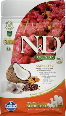 N&D Dog Quinoa сельдь и киноа для здоровья кожи и шерсти беззерновой сухой корм для собак