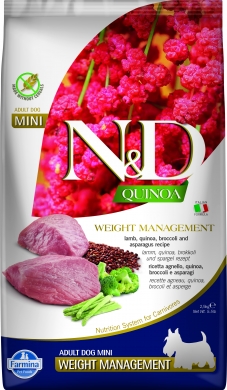 N&D Dog Quinoa с ягненком и киноа для контроля веса беззерновой сухой корм для собак мелких пород