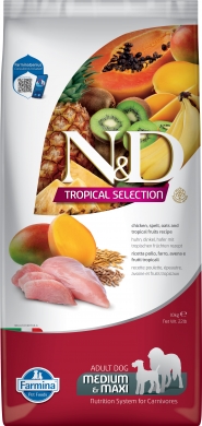 N&D Dog Tropical Selection Medium&Maxi с курицей и тропическими фруктами низкозерновой сухой корм для взрослых собак