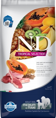 N&D Dog Tropical Selection Medium&Maxi с ягненком и тропическими фруктами низкозерновой сухой корм для взрослых собак