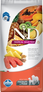 N&D Dog Tropical Selection Medium&Maxi с лососем и тропическими фруктами низкозерновой сухой корм для взрослых собак