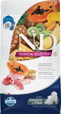 N&D Dog Tropical Selection Medium&Maxi с ягненком и тропическими фруктами низкозерновой сухой корм для щенков