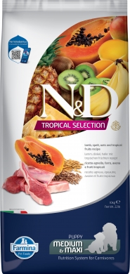 N&D Dog Tropical Selection Medium&Maxi с ягненком и тропическими фруктами низкозерновой сухой корм для щенков