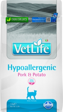 Vet Life Cat Hypoallergenic со свининой и картофелем сухой корм для кошек с пищевой аллергией и/или пищевой непереносимость
