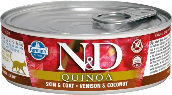 N&D Cat Quinoa с олениной, кокос и киноа для здоровья кожи и шерсти влажный корм для кошек