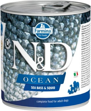 N&D Dog Ocean сибас и кальмар влажный корм для собак