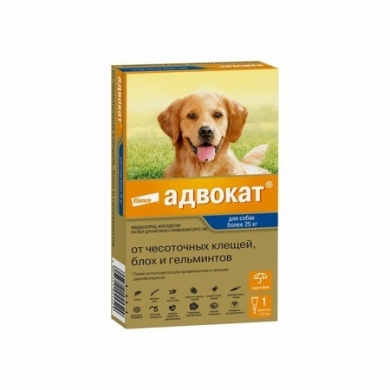 ЭланкоАдвокат 400 капли инсектоакарицидные для собак весом более 25кг (упаковка 3шт)