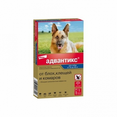 ЭланкоАдвантикс 400 капли инсектоакарицидные для собак весом более 25кг (упаковка 4шт)