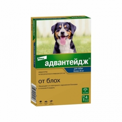 ЭланкоАдвантейдж 400 капли инсектицидные для собак весом более 25кг (упаковка 4шт)