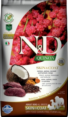 N&D Dog Quinoa с олениной и киноа для здоровья кожи и шерсти беззерновой сухой корм для собак