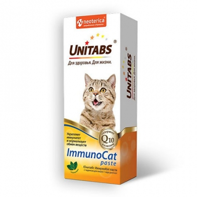 ЭкопромUnitabs ImmunoCat с Q10 паста с  витаминно-минеральным комплексом для кошек 120мл
