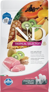 N&D Dog Tropical Selection Medium&Maxi со свининой и тропическими фруктами низкозерновой сухой корм для взрослых собак