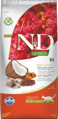 N&D Cat Quinoa сельдь и киноа для здоровья кожи и шерсти беззерновой сухой корм для кошек