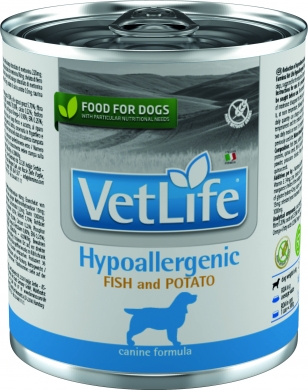 Vet Life Dog Hypoallergenic с белой рыбой и картофелем диетический влажный корм для собак с пищевой аллергией