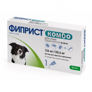 КРКАФиприст Комбо капли инсектоакарицидные для собак весом от 10 до 20кг 1,34мл (упаковка 1шт)