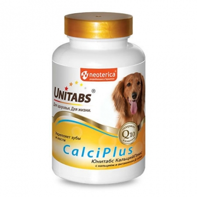 ЭкопромUnitabs CalciPlus с Q10 витамины c кальцием, фосфором и витамином Д для собак 100таб