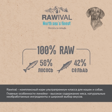RawivalNorth Sea’s Finest с лососем и сельдью сухой корм для взрослых собак средних и крупных пород