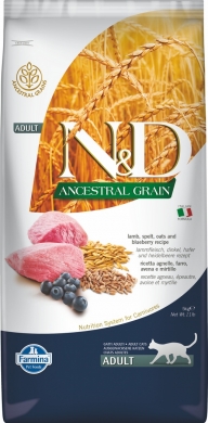 N&D Cat Ancestral Grain с ягненком и черникой низкозерновой сухой корм для кошек