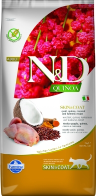 N&D Cat Quinoa перепел и киноа для здоровья кожи и шерсти беззерновой сухой корм для кошек