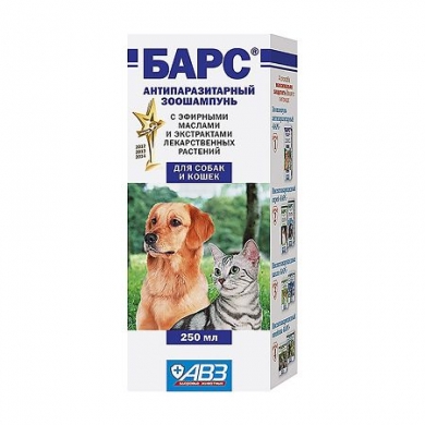 АгроветзащитаБарс шампунь инсектицидный с репеллентным эффектом для собак и кошек 250 мл