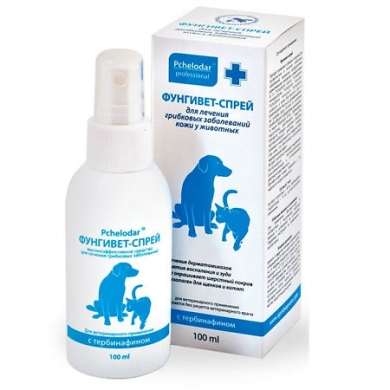 ПчелодарФунгивет-спрей с тербинафином для лечения грибковых заболеваний кожи у собак и кошек 100мл