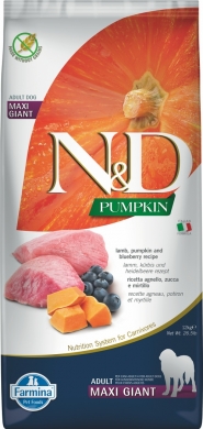 N&D Dog Pumpkin с ягненком,черникой и тыквой беззерновой сухой корм для взрослых собак крупных пород