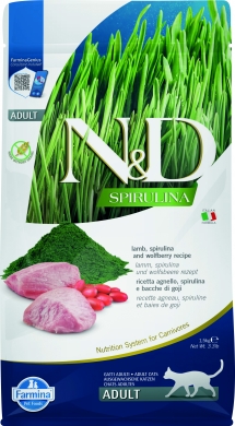 N&D Cat Spirulina с ягненком, спирулиной и ягодами годжи беззерновой сухой корм для кошек