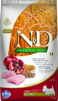 N&D Dog Ancestral Grain с курицей и гранатом низкозерновой сухой корм для собак мелких пород