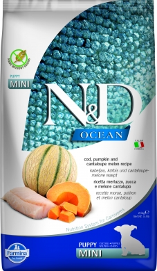 N&D Dog Ocean с треской, тыквой и дыней беззерновой сухой корм для щенков мелких пород