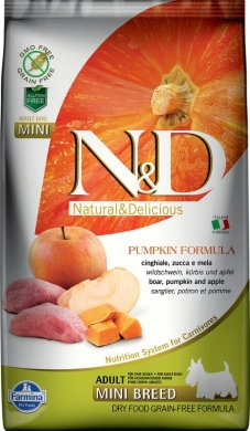 N&D Dog Pumpkin с кабаном,яблоком и тыквой беззерновой сухой корм для собак мелких пород