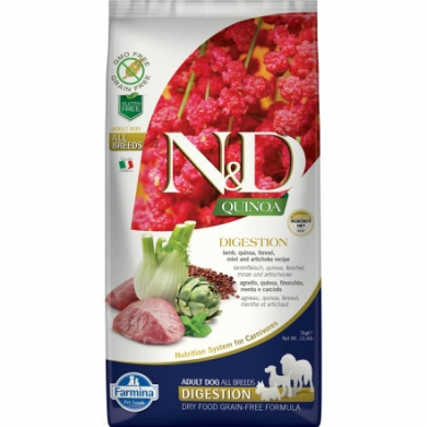 N&D Dog Quinoa с ягненком и киноа для поддержки пищеварения беззерновой сухой корм для собак средних и крупных пород
