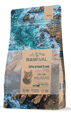 RawivalGifts of Land&Sea с курицей и рыбой сухой корм для взрослых кошек