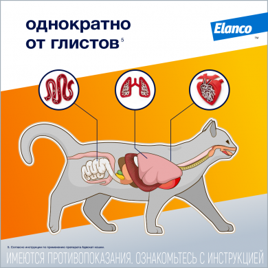 ЭланкоАдвокат капли инсектоакарицидные для кошек весом более 4кг (упаковка 1шт)