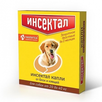 ЭкопромИнсектал капли от блох и клещей для собак весом от 20 до 40кг(2,9мл пипетка)