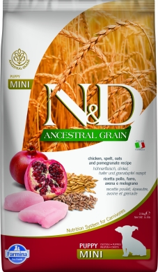 N&D Dog Ancestral Grain с курицей и гранатом низкозерновой сухой корм для щенков мелких пород