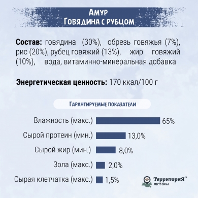 ТерриториЯАмур с говядиной и рубцом влажный корм для собак