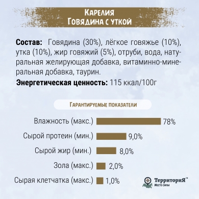 ТерриториЯКарелия с говядиной и уткой влажный корм для кошек