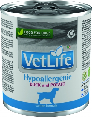 Vet Life Dog Hypoallergenic с уткой и картофелем диетический влажный корм для собак с пищевой аллергией