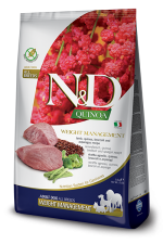 N&D Dog Quinoa с ягненком, киноа и брокколи для контроля веса беззерновой сухой корм для собак средних и крупных пород