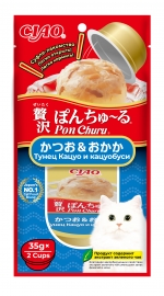 "Inaba Pon Churu" с тунцом Кацуо и Кацуобуси лакомство-суфле для кошек 2шт.по