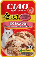 "Inaba Ciao Kinnodashi" тунец Магуро и тунец Кацуо кусочки в желе влажный корм для кошек