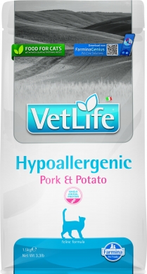 Vet Life Cat Hypoallergenic со свининой и картофелем сухой корм для кошек с пищевой аллергией или пищевой непереносимость