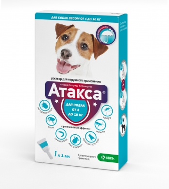 КРКА Атакса капли инсектоакарицидные с репелентным эффектом для собак весом от 4 до 10кг (упаковка 1шт)