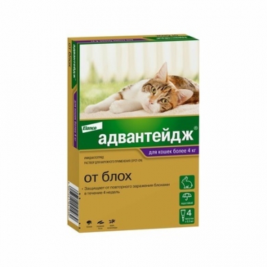 ЭланкоАдвантейдж 80 капли инсектицидные для кошек весом более 4кг (упаковка 4шт)