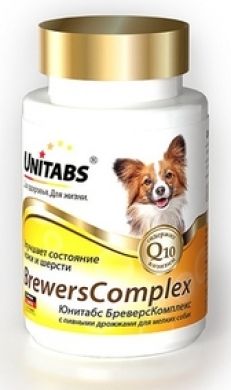 ЭкопромUnitabs BrewersComplex с Q10 витамины с пивными дрожжами для улучшения кожи и шерсти у собак мелких пород 100таб
