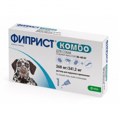 КРКАФиприст Комбо капли инсектоакарицидные для собак весом от 20 до 40кг 2,68мл (упаковка 1шт)
